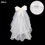 voile mariée blanc tulle fin noeuds satinés clips élégants classiques deux couches transparents