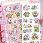 stickers kawaii multicolores dessins animés adhésifs mignons thème cuisine jeux vidéo halloween
