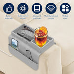 plateau accoudoir canapé silicone gris blanc rangement téléphone télécommande boissons collations modernes utilitaires