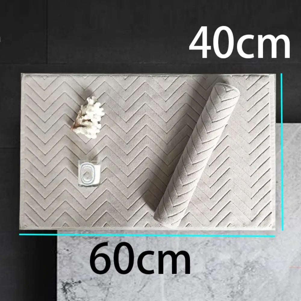 tapis bain coton antidérapant zigzag gris blanc vert moderne 40x60cm