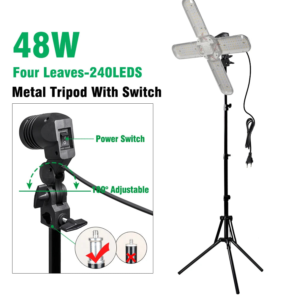 lampe led croissance plantes intérieur spectre complet trépied ajustable clip fixation
