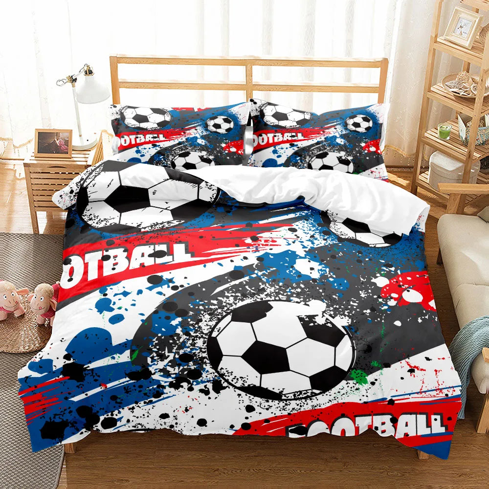 Taies d'oreiller coordonnées avec motif football passionnant