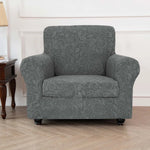 housse canapé gris clair motif floral moderne boutons élégants coussin inclusversible machine