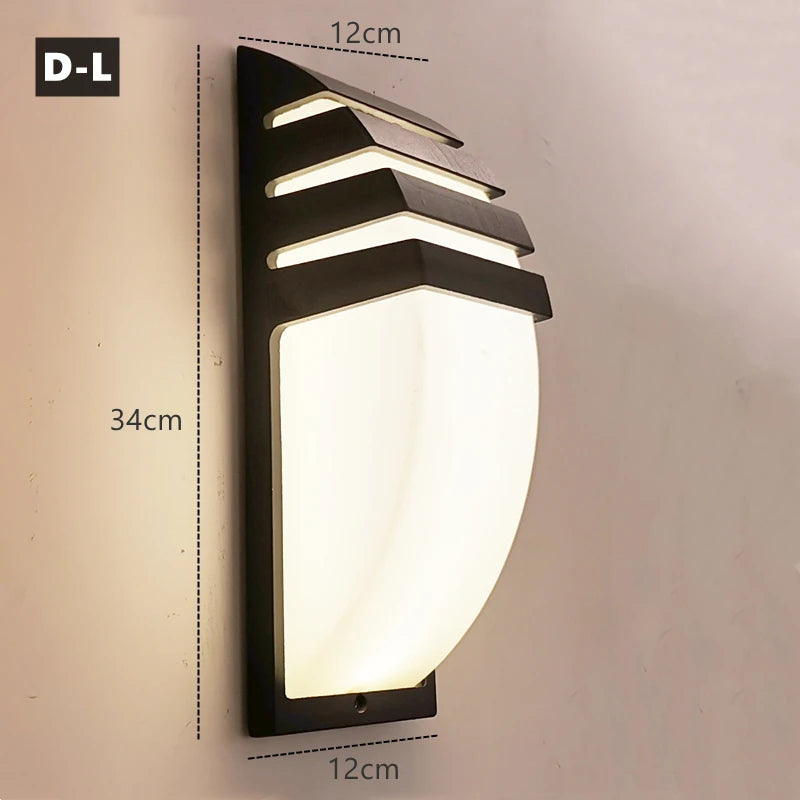 applique murale moderne led noir blanc rayures horizontales ip65 e27 12w 249lm 265v