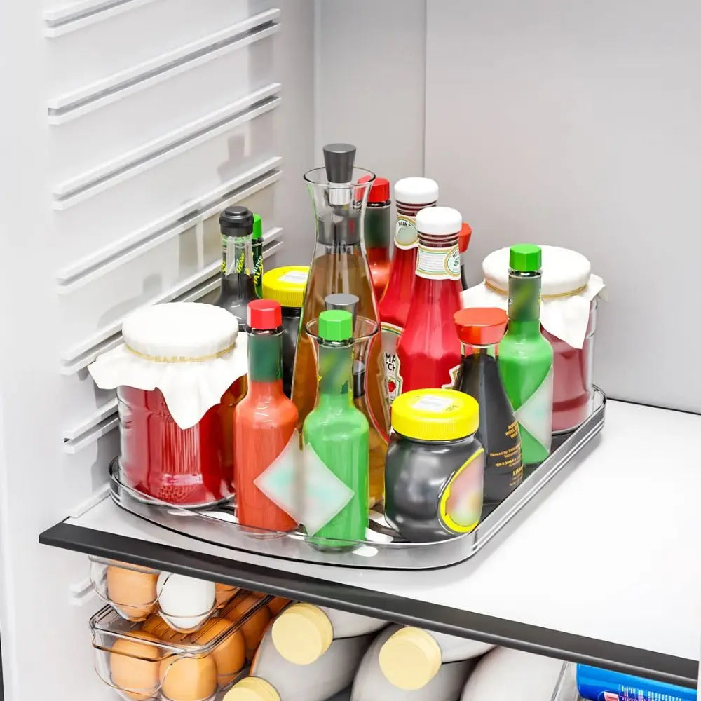 organiseur condiments transparent rotatif 360 degrés moderne plateau ovale cuisine rangement stable