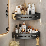 étagère salle bain noir moderne imperméable plastique vis fixation organisateur rangement douche