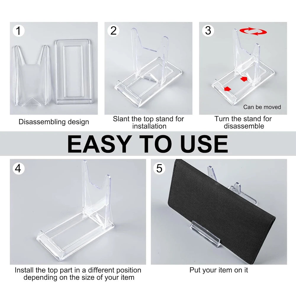 supports présentation transparents modernes cadre photo téléphone sans motif fixés base plate