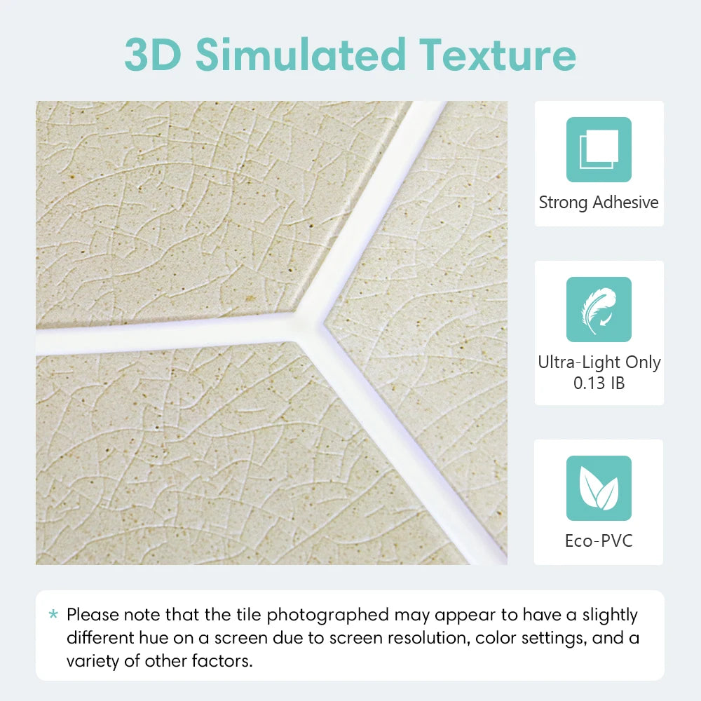 autocollant mural 3d pvc moderne beige clair texture grise adhésif 10 feuilles resistant eau