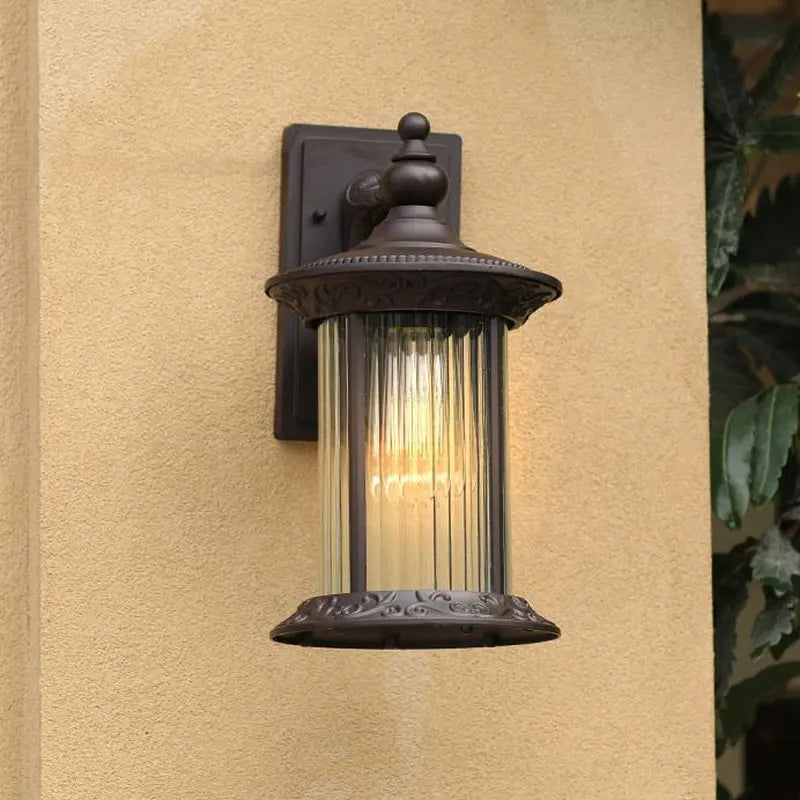 lampe murale extérieure bronze foncé texture florale classique plaque murale ampoule filament visible ip65
