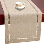 nappe table tissu texturé gris beige orange bordures ajourées scintillantes intérieur rustique moderne