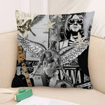 taies d'oreiller décoratives motif nirvana graphique noir blanc gris 45x45cm zip détachable
