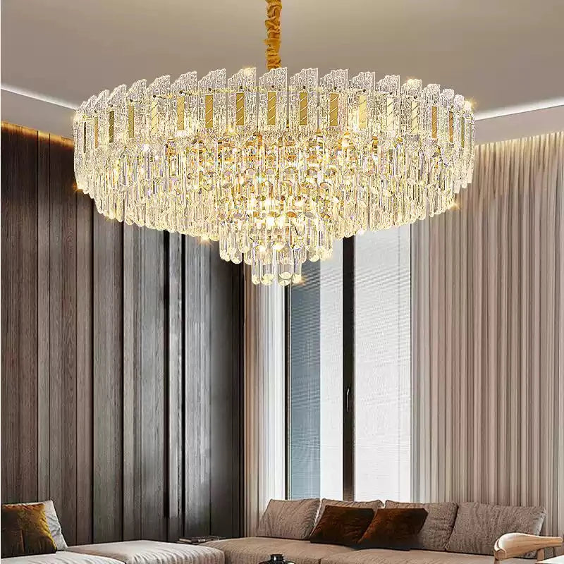 luminaire suspension cristal luxe moderne or transparent salon salle manger chambre élégant
