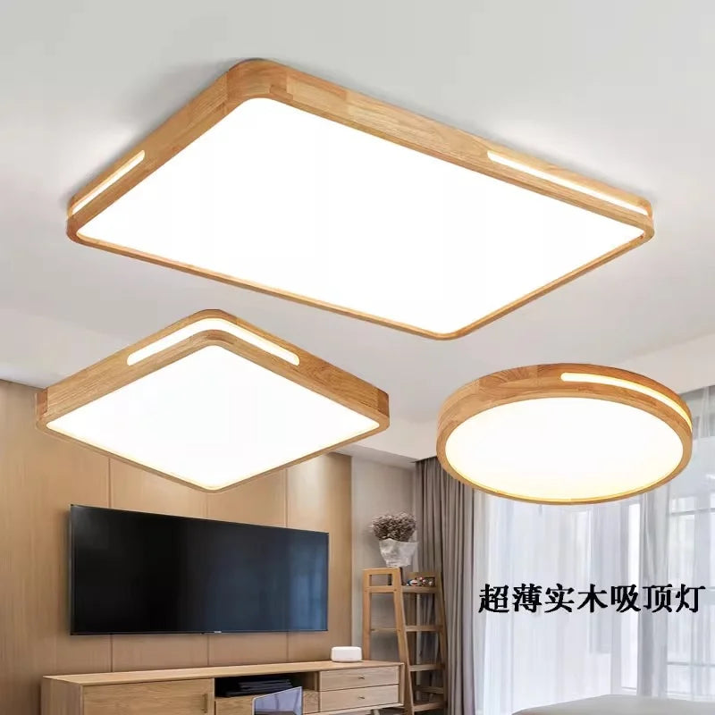 plafonnier moderne bois blanc lampe led ceiling touch switch minimaliste translucent