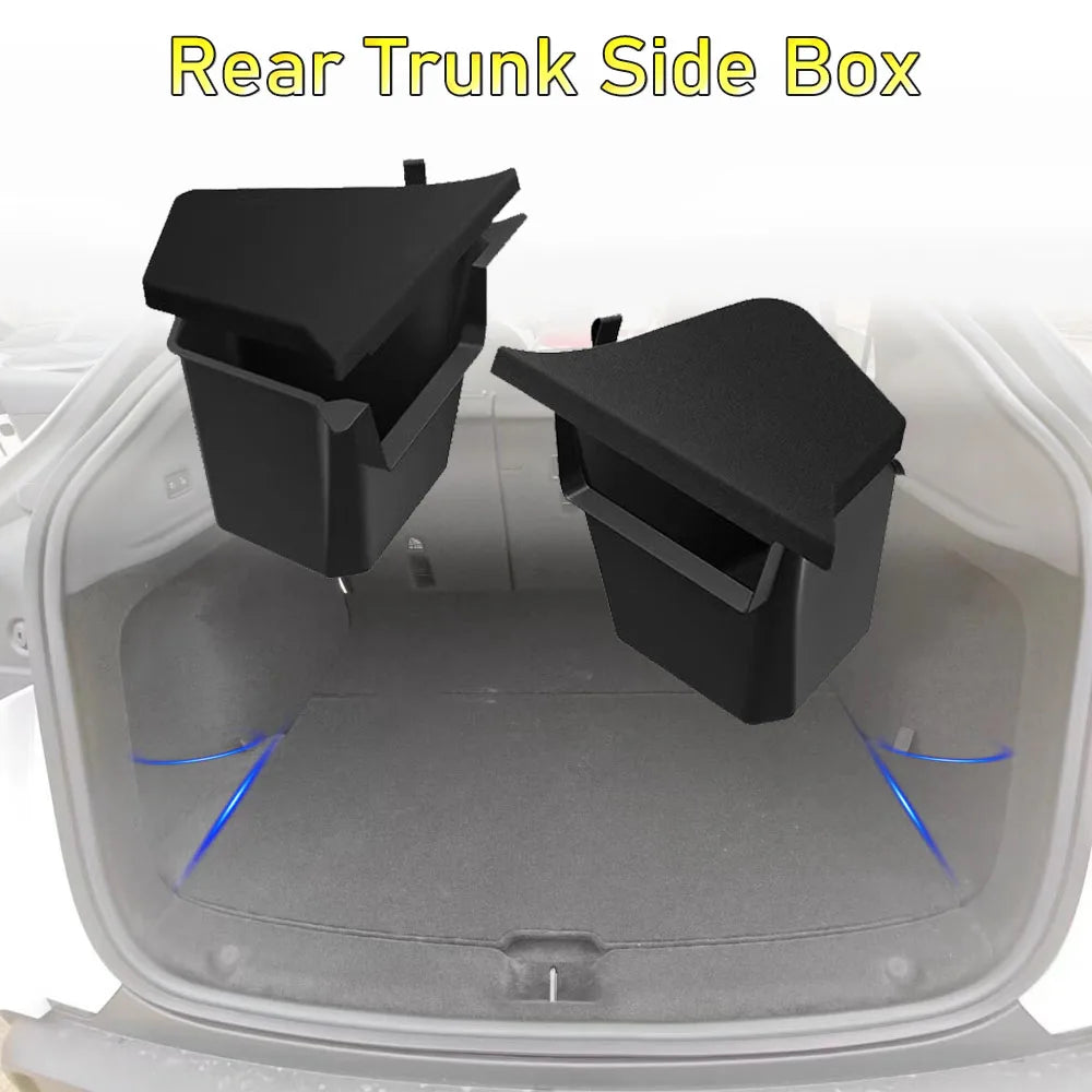boîtes rangement coffre voiture adhésif pratiques fonctionnelles noires matées easy clean trunks organizer