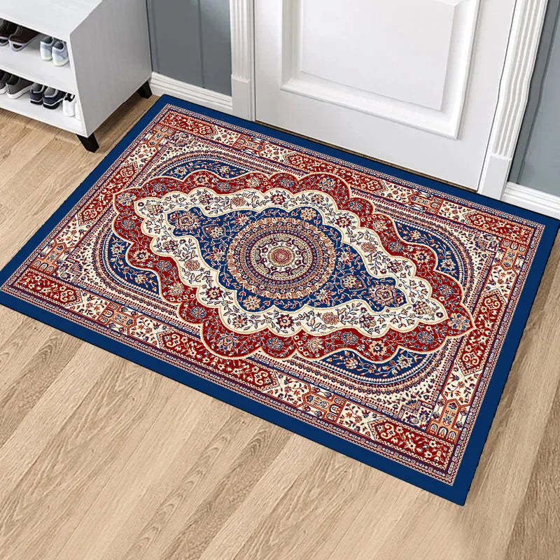 tapis d'entrée floral moderne résistant rides antidérapant rouge noir beige