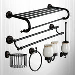 accessoires salle bain bronze noir classique porte serviettes savon papier hygiénique toilettage métal finition
