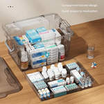 boîte rangement médicaments transparente étanche réutilisable urgence compartiments poignée moderne