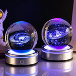veilleuses boule cristal galactique planètes étoiles moderne lumière led transparentes enfants chambre deco table