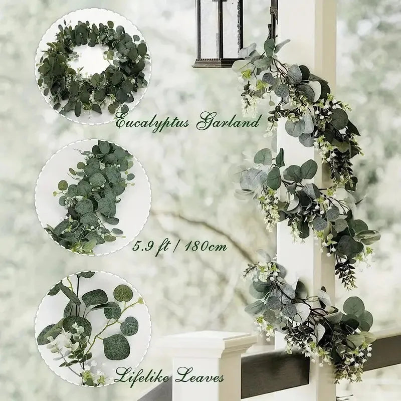 guirlande feuilles artificielles vertes extérieur décoration naturelle rustique vigne accrochéeextérieur fêtes prénuptiales maison