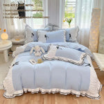 ensemble literie bleu clair papillons broderie doux romantique 135x200cm 150x200cm 168x229cm 180x210cm 200x200cm 200x230cm