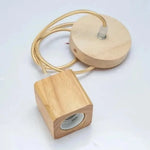 suspension lumineuse moderne bois naturel texture rustique ampoule câble salon chambre