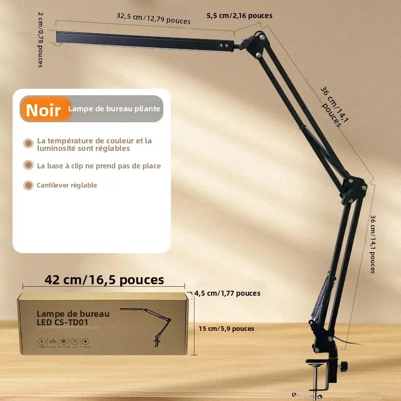 lampe led noir moderne clip flexible réglable 42cm 15cm