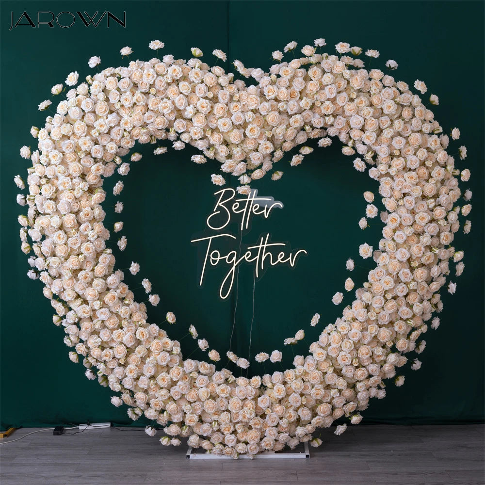 décoration événement romantique mariage cœur fleurs roses artificielles enseigne lumineuse better togetherextérieur