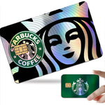 autocollants carte bancaire effet laser logo starbucks vert noir holographique anti rayures