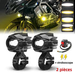 projecteurs led antibrouillard moto tout terrain interrupteur stroboscopique mode flash blanc jaune moderne