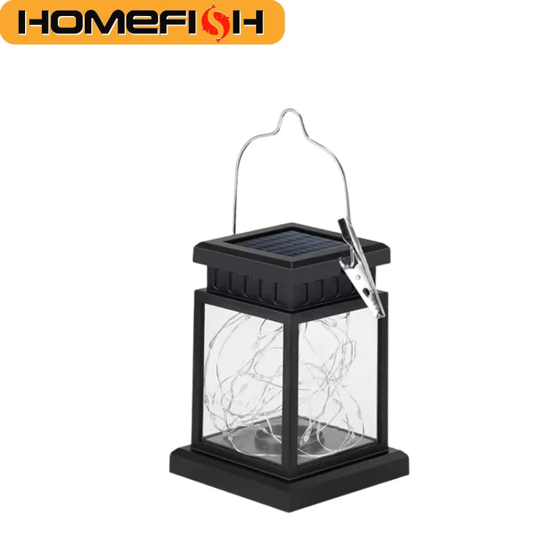 lanterne solaire 30 led noire transparente moderne clip métallique 600mAh