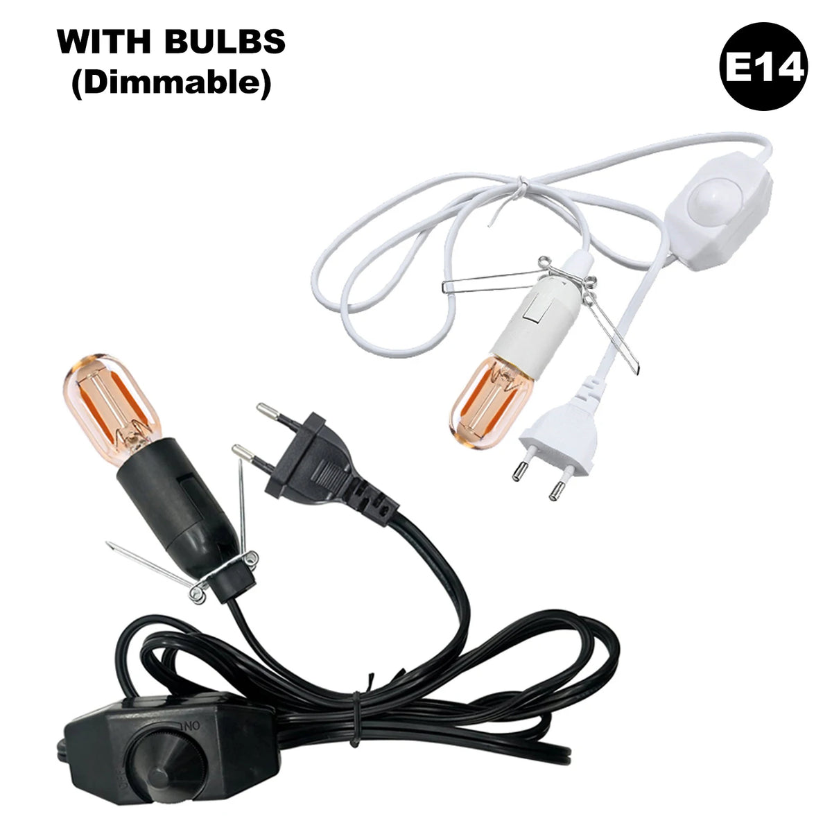 câble électrique vintage ampoule e14 e27 noir blanc douille socket interrupteur variateur 1mètre