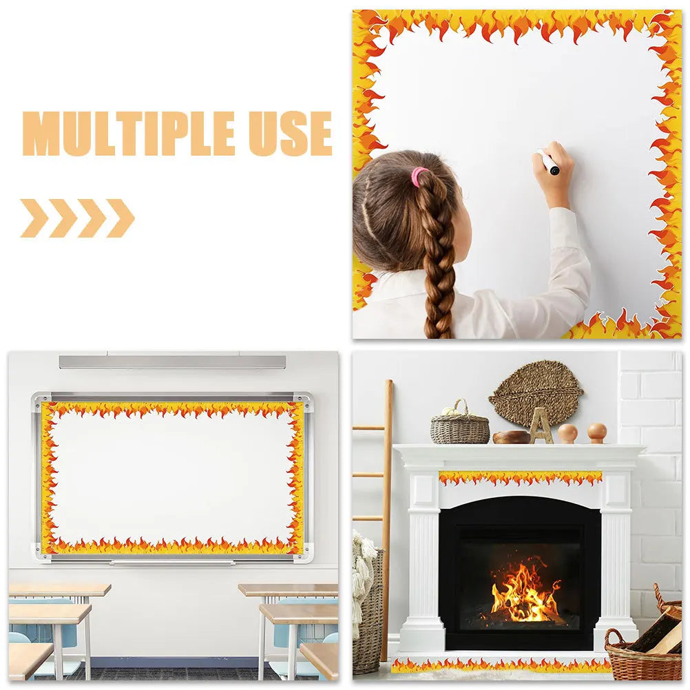 ruban autocollant flame moderne jaune rouge blanc classe décoration bordure tableaurollable
