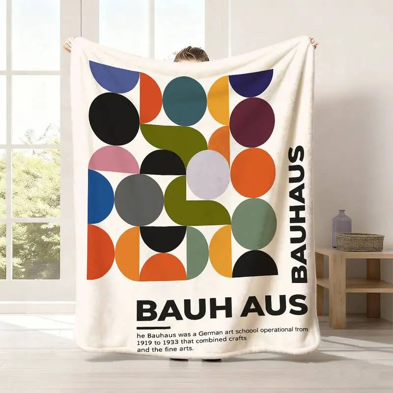couverture géométrique moderne polyester anti boulochage portable 150x130cm toutes saisons