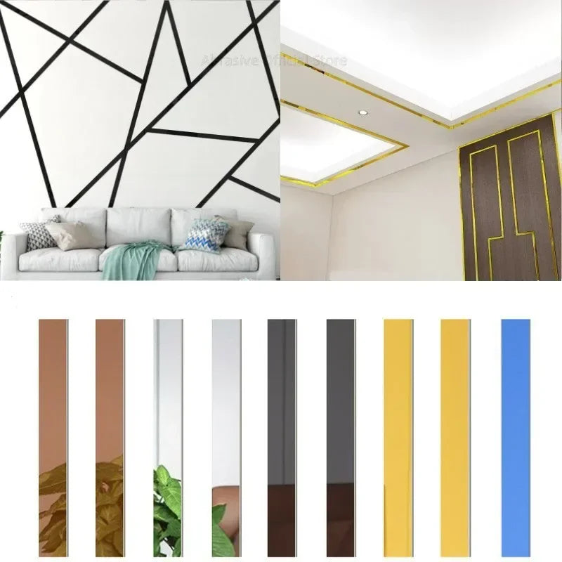 Bande autocollante murale 3D miroir acrylique bleu pour canapé