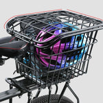 panier vélo arrière acier noir clips moderne maille métallique couvercle vis poignée