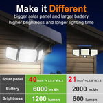lampe solaire moderne 1200 lumens ip65 deux capteurs mouvement 270 angle lumière 25ft portée
