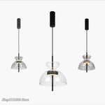 suspension lumineuse moderne transparente noir minimaliste led pendentif simple salle manger cuisine bar restaurant