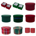 boîtes rondes mariage carreaux écossais rouge vert classiques bijoux écharpes laines
