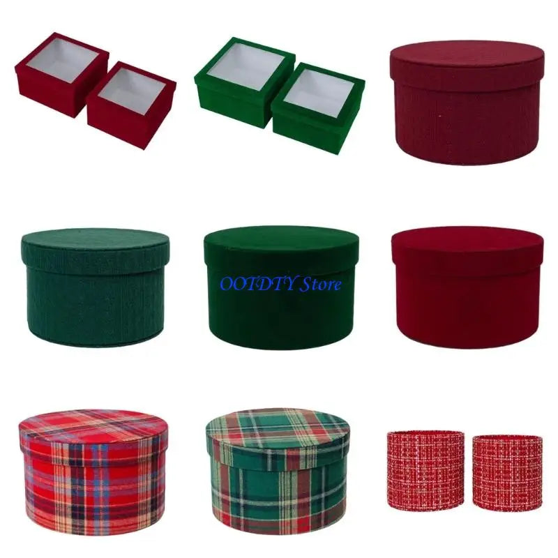 boîtes rondes mariage carreaux écossais rouge vert classiques bijoux écharpes laines