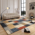 tapis multicolore carreaux géométriques moderne salon chambre extérieur polypropylène polyester lavable main machine
