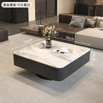 table basse carrée salon minimaliste marbre noir blanc tiroir métal solide