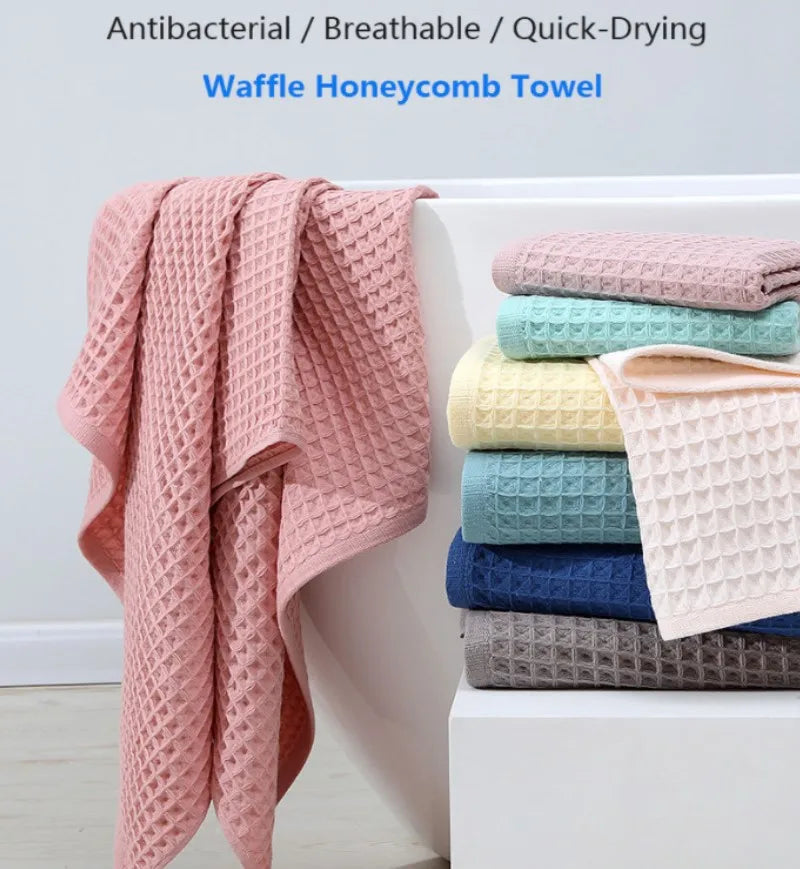 ensemble serviettes bain toilette coton nid abeille absorbantes séchage rapide moderne