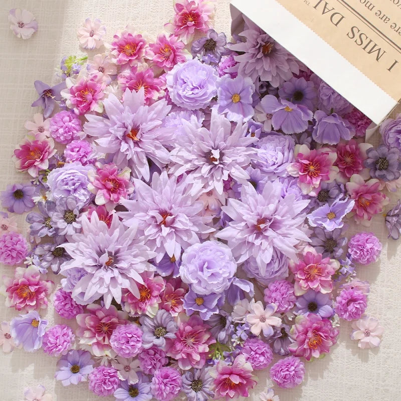 fleurs artificielles roses violettes blanches modernes décoration intérieure événements mariage anniversaire variées soie