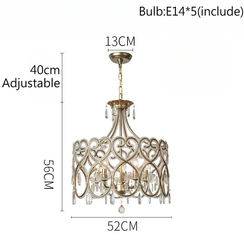 lustre cristal cuivre poli baroque décoration salon luminaires suspendus led doré transparent