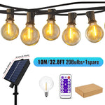 guirlande solaire led imperméable 10m 20ampoules ambrées patio extérieur télécommande étanche
