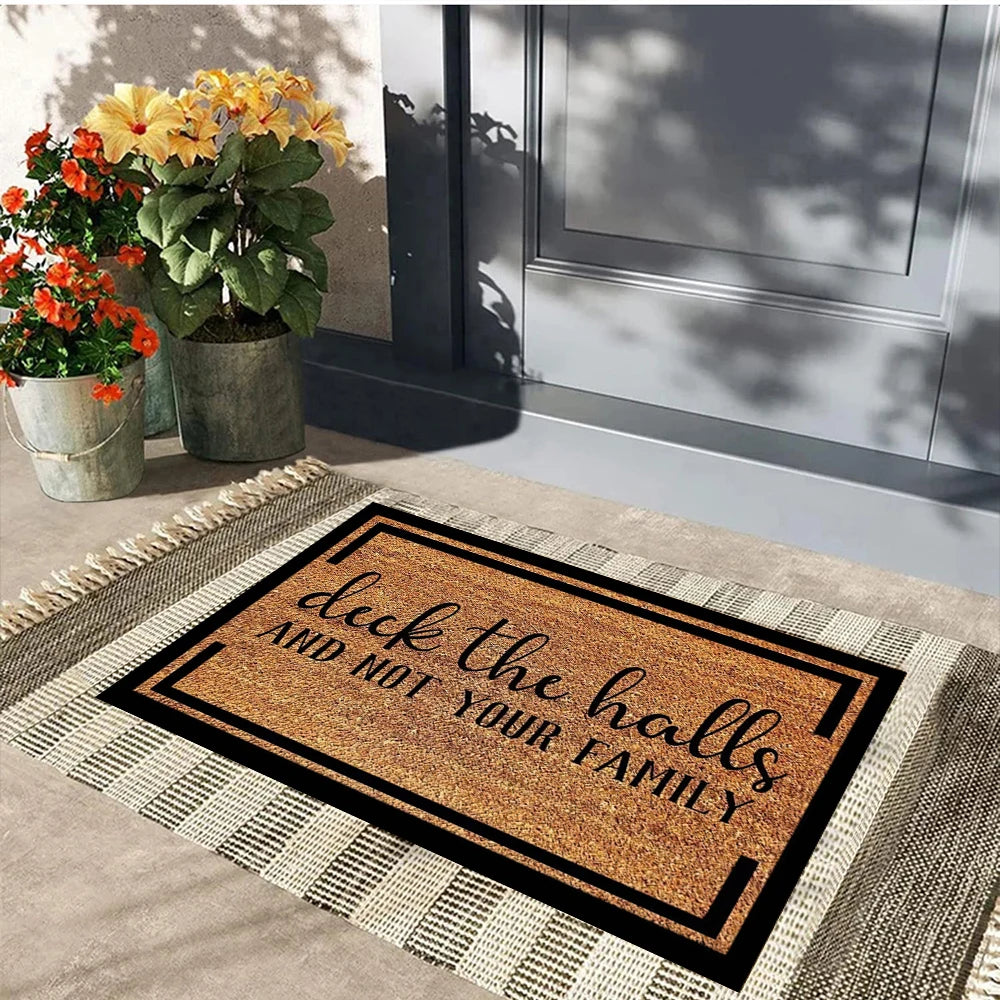 tapis d'entrée marron noir texture naturelle bordure noire antidérapant résistant corrosion imperméable classique