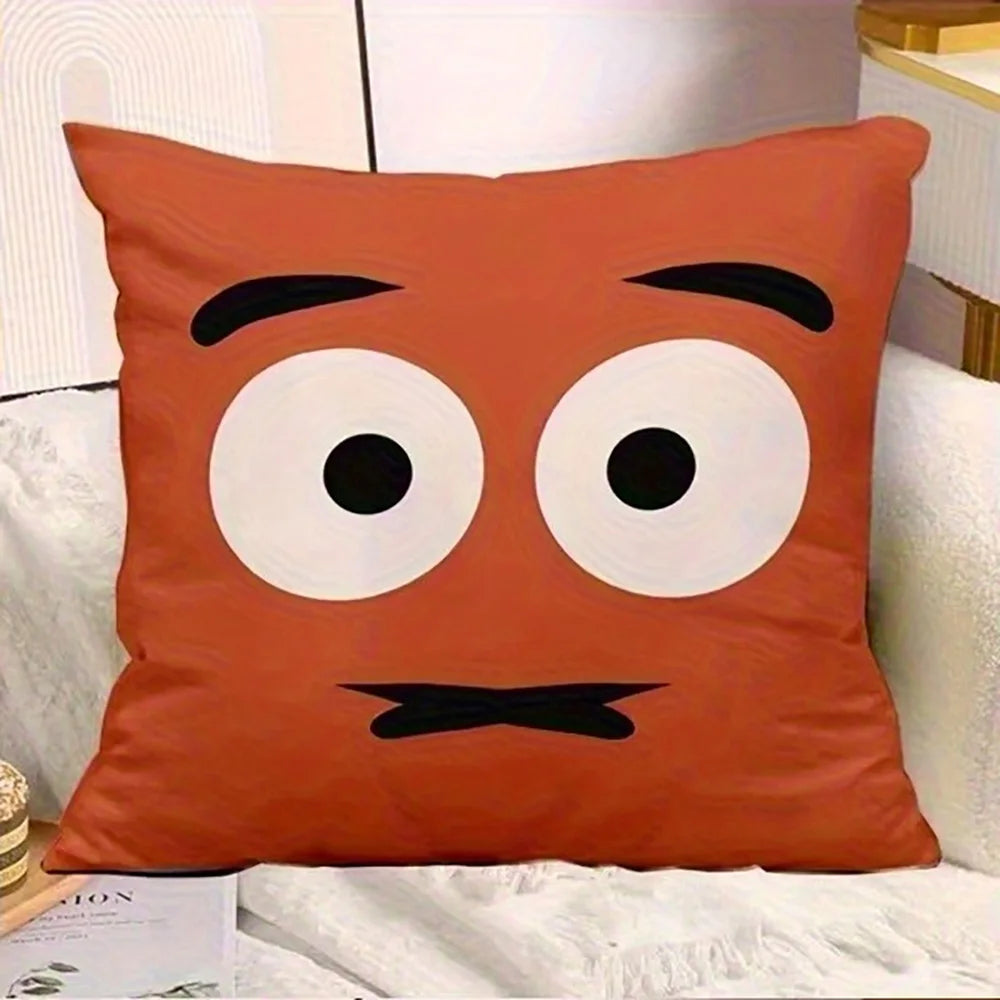taies d'oreiller cartoon couleurs vives yeux sourires motifs opaques polyester peacheskin 40x40cm 45x45cm 50x50cm
