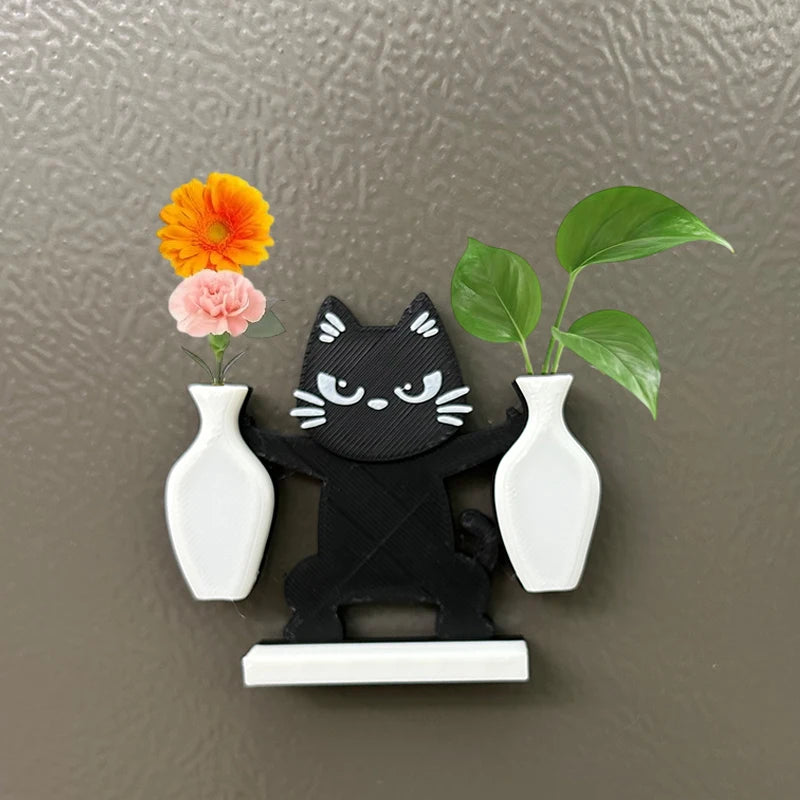 décoration murale support mural deux vases chat noir aimants moderne minimaliste