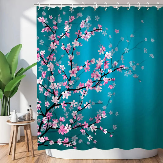 Rideau douche fleur cerisier polyester