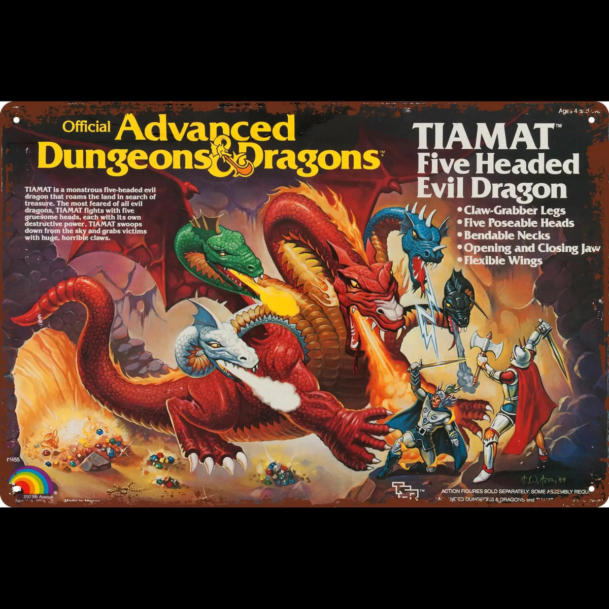 plaque métal vintage dragon multicolore tête multiples décoration murale intérieure